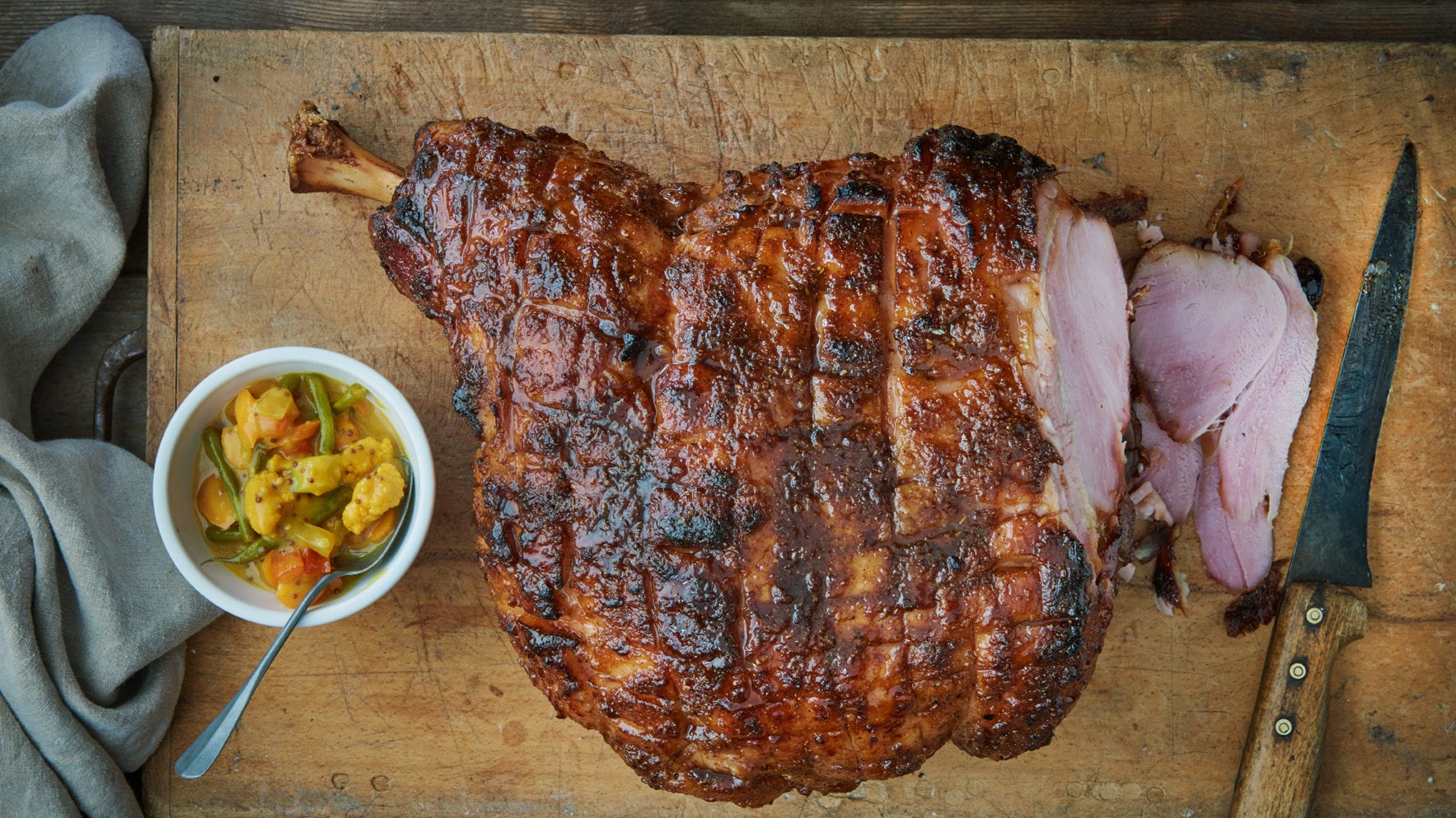 Glazed ham with picalillli - Step 1