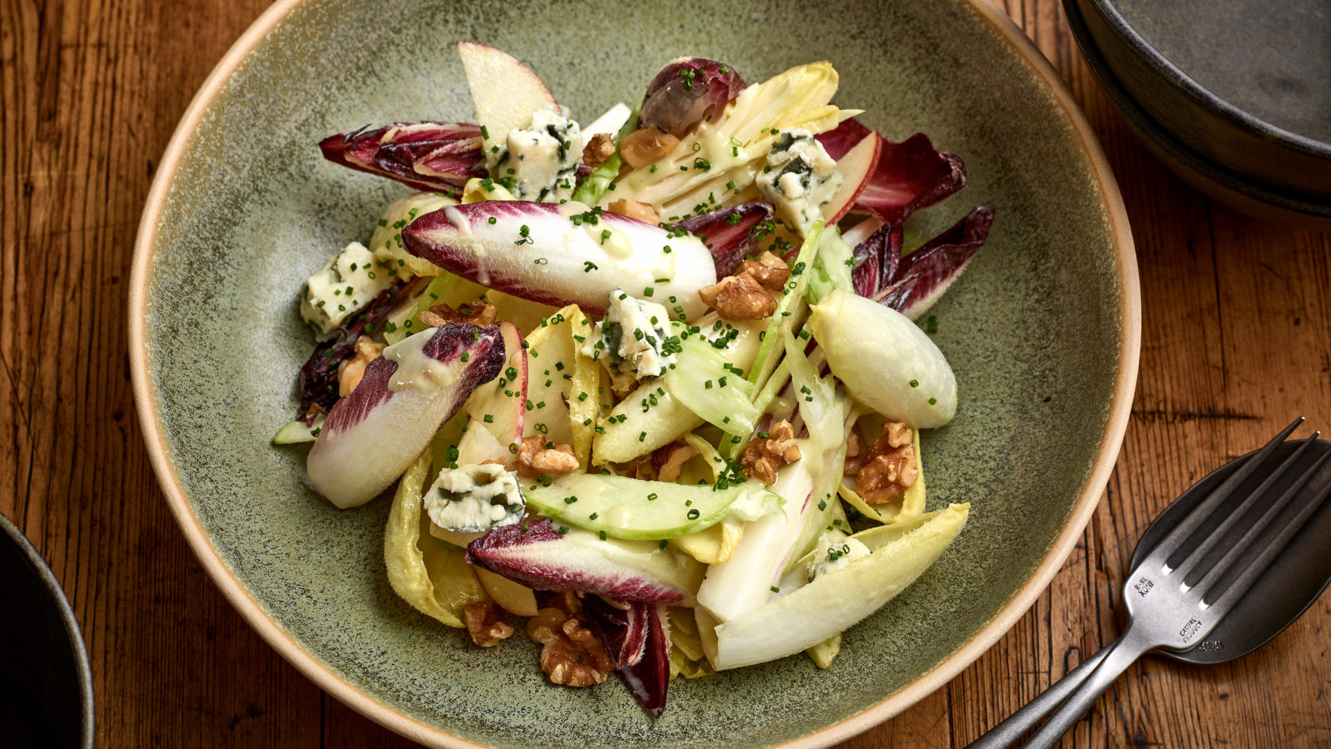 Chicory, walnut, pear and roquefort salad - Raymond Blanc OBE