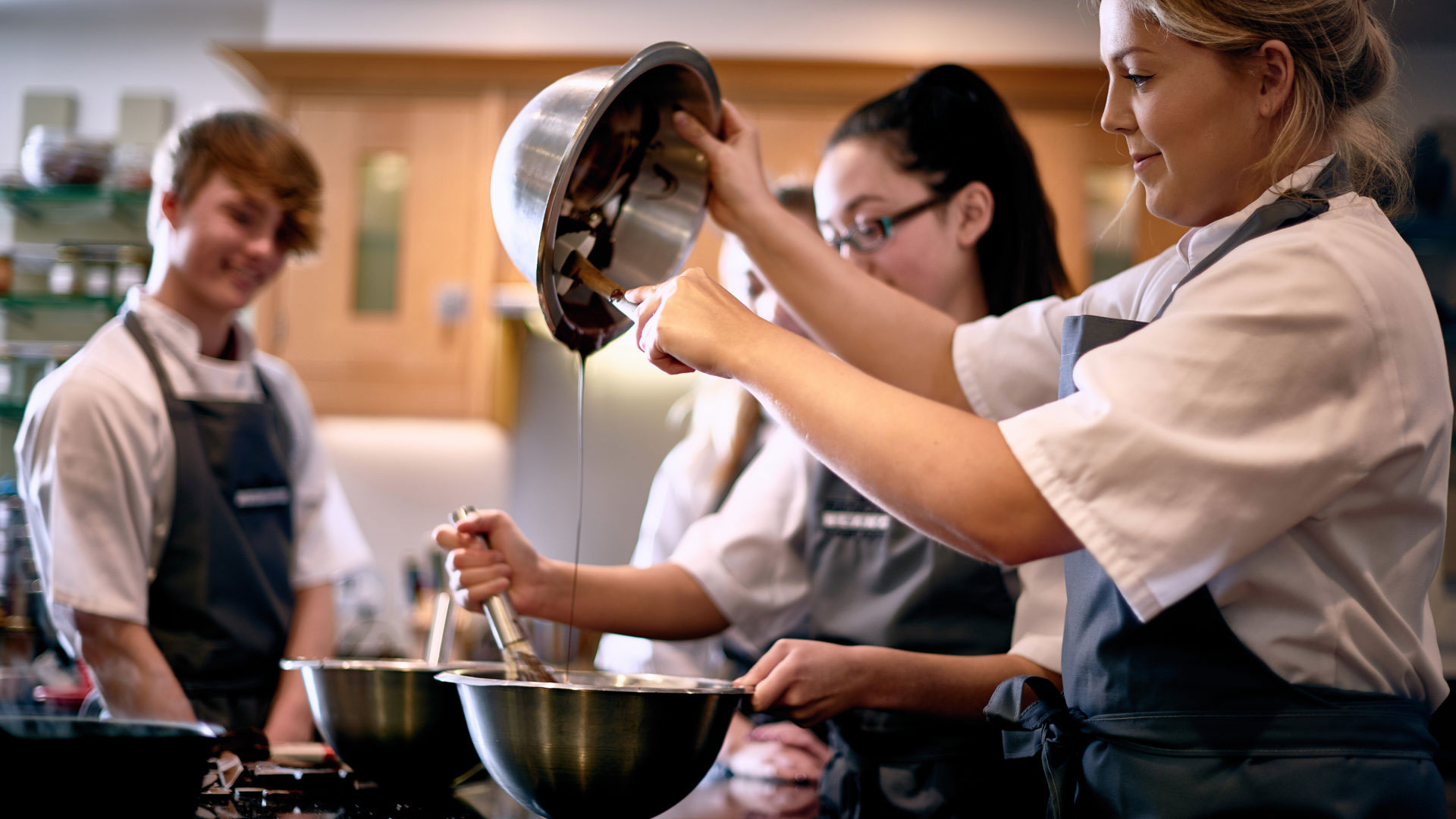 young chefs in The Raymond Blanc Cookery School