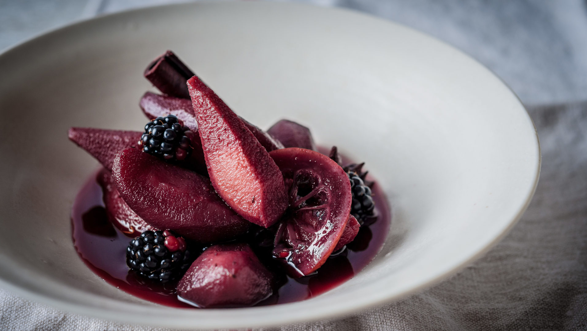 Poached winter fruits