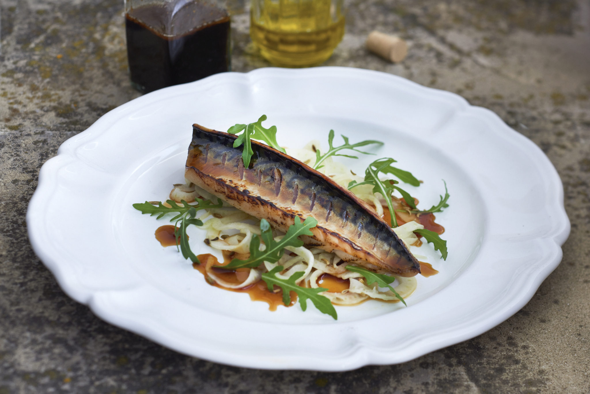Grilled mackerel, fennel salad, soy and lime dressing recipe Raymond